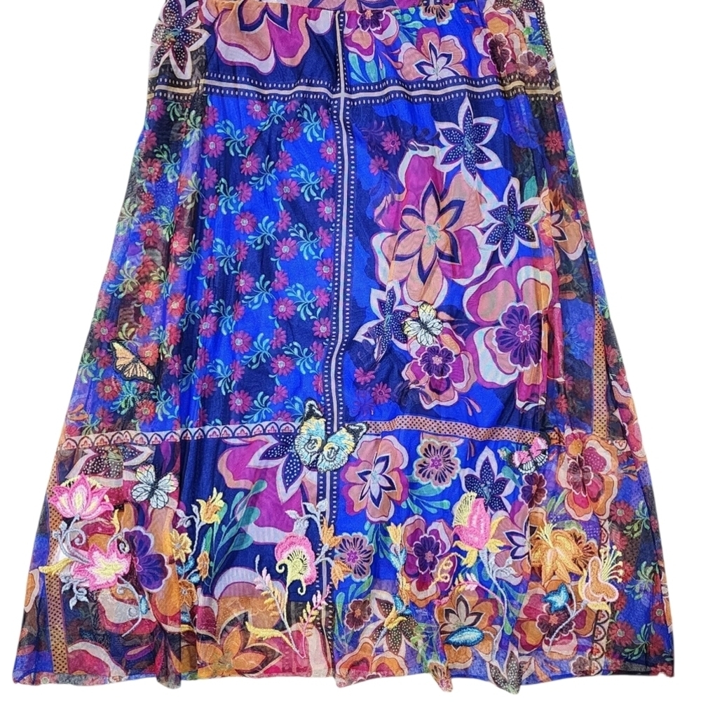 JOHNNY WAS Mazzy Midi Embroiderd Dress NWT Size S Vibrant Colorful - Picture 7 of 12
